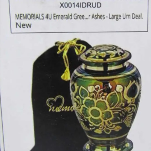 New in Box— Large Emerald Green Urn - Picture 2 of 2